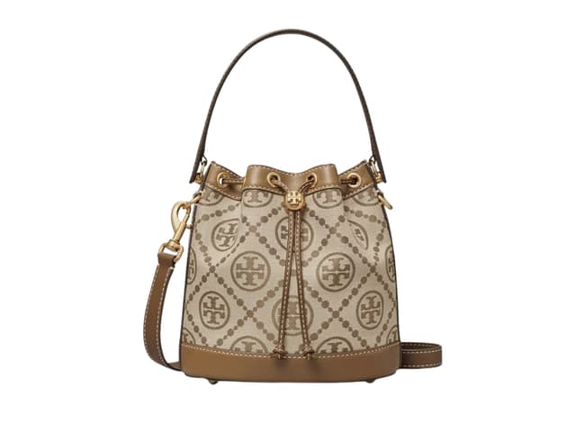 Tory Burch Tory Burch T Monogram Jacquard Bucket Bag Hazelnut - view 1
