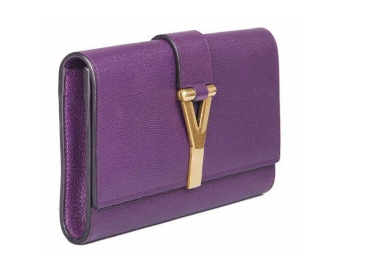 YSL Purple Y Clutch GHW